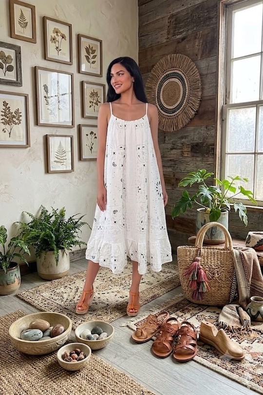 Robes mi-longues Femme Rose Miss Azur efp25110G Efashion Paris