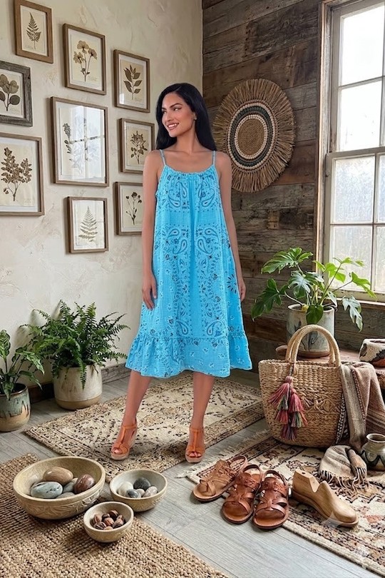 Robes mi-longues Femme Rose Miss Azur efp25110G Efashion Paris
