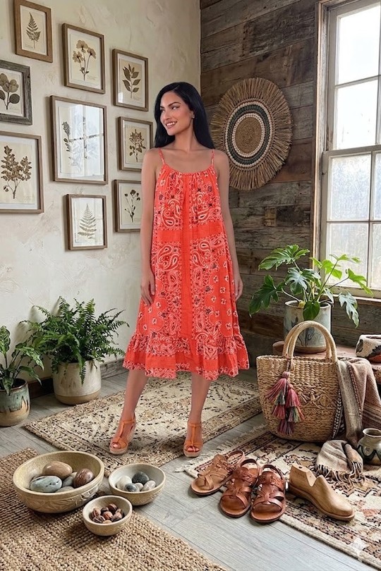 Robes mi-longues Femme Rose Miss Azur efp25110G Efashion Paris