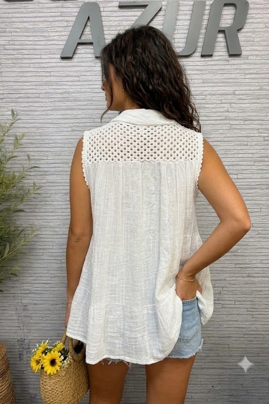 Chemises Femme Blanc Miss Azur efp24246 Efashion Paris