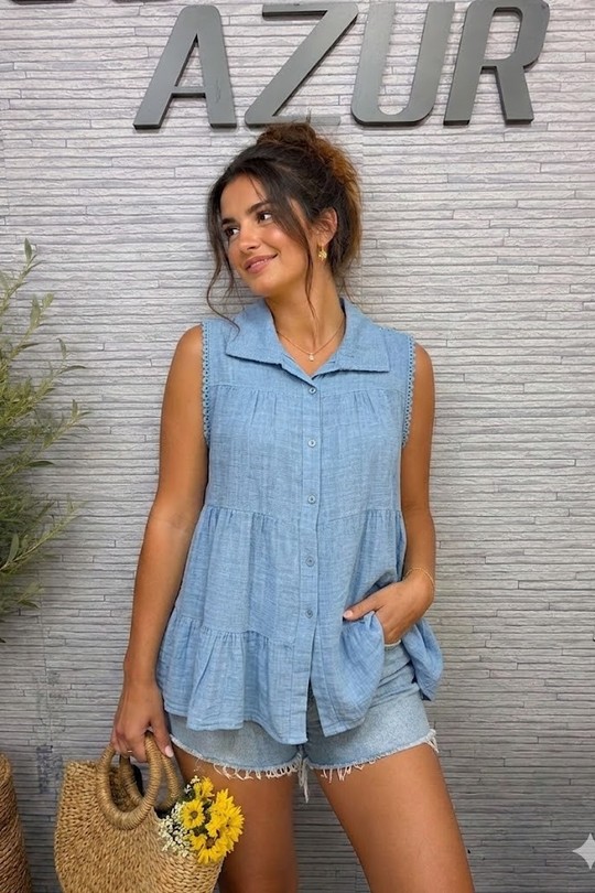 Chemises Femme Blanc Miss Azur efp24246 Efashion Paris