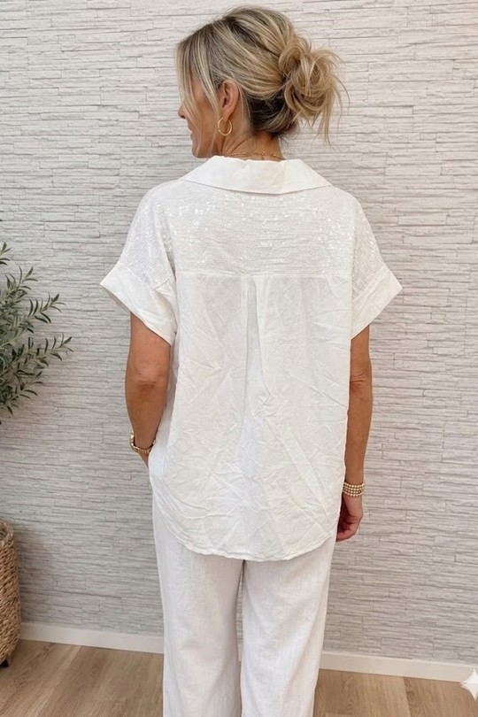 Blouses Femme Blanc Miss Azur efp18337 Efashion Paris