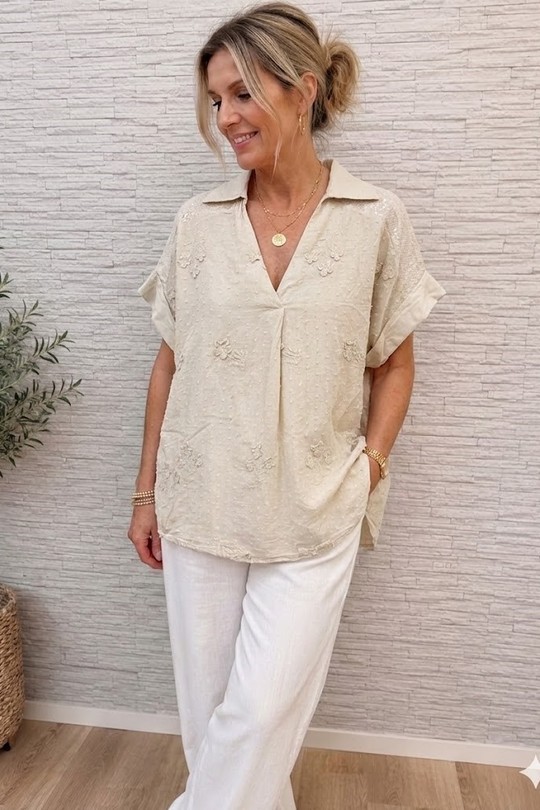 Blouses Femme Blanc Miss Azur efp18337 Efashion Paris