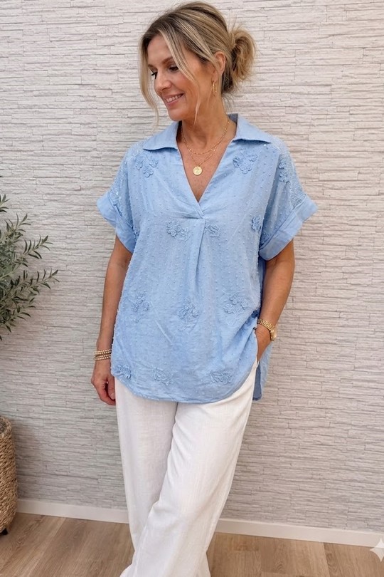 Blouses Femme Blanc Miss Azur efp18337 Efashion Paris