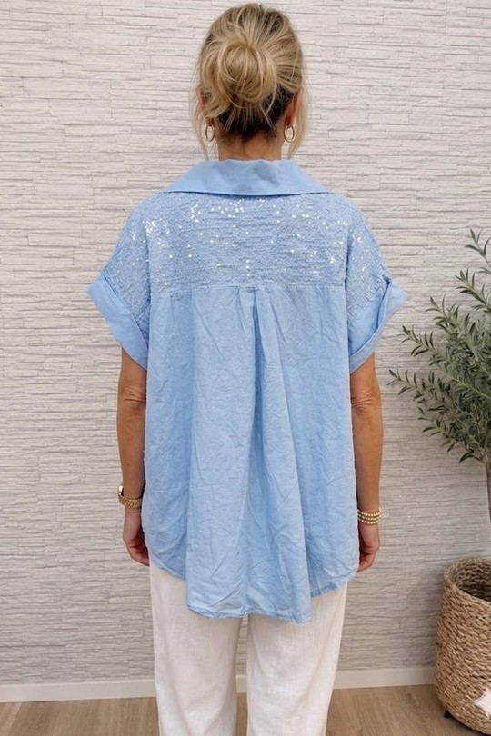 Blouses Femme Blanc Miss Azur efp18337 Efashion Paris