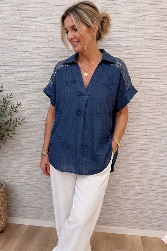 Blouses Femme Blanc Miss Azur efp18337 Efashion Paris