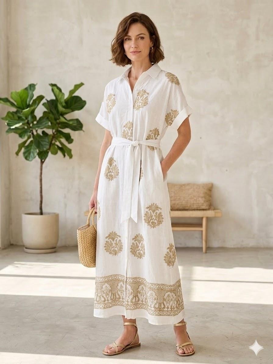 Robes longues Femme Blanc Miss Azur EFP6459A #c Efashion Paris