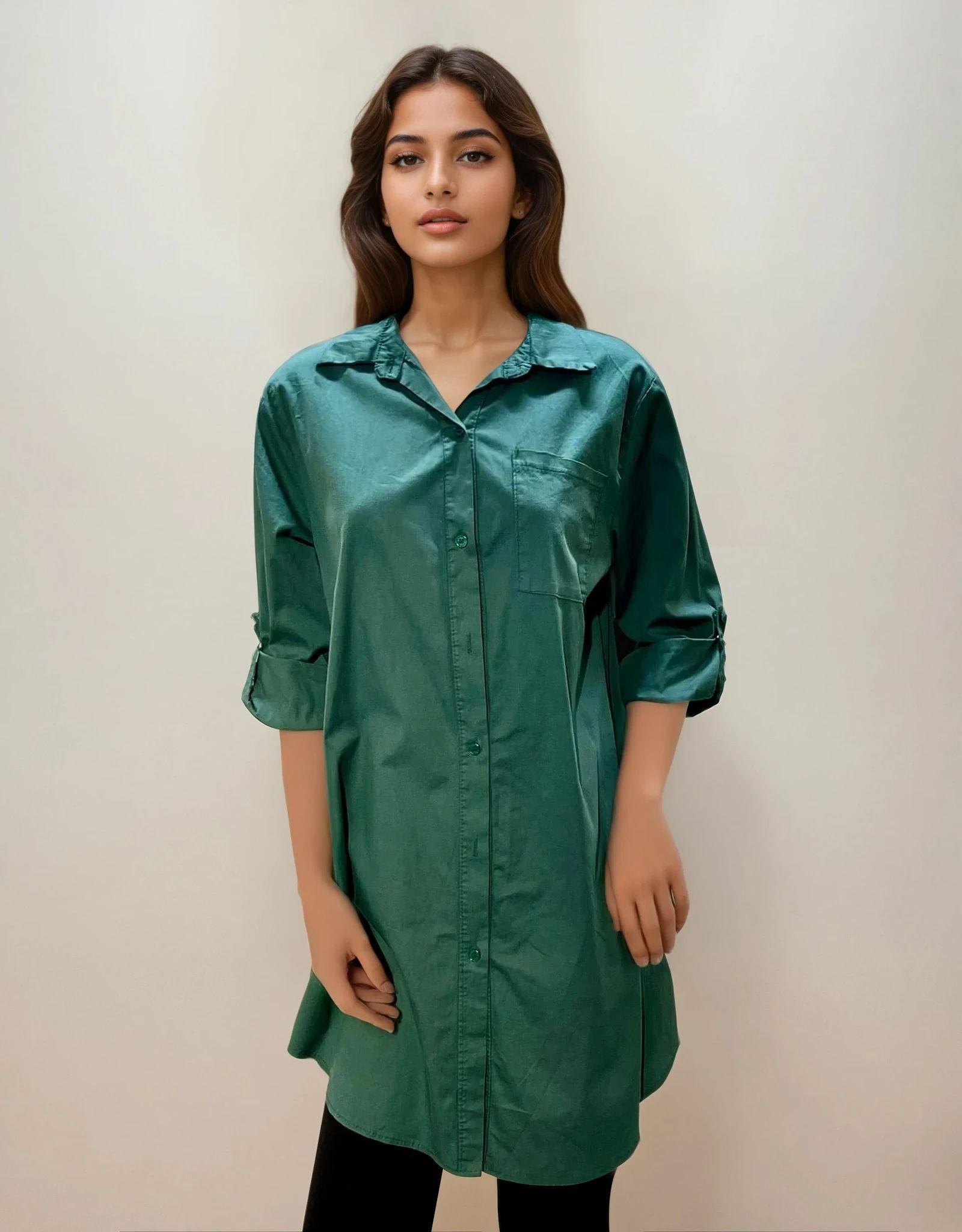 Chemises Femme Vert sapin OXXYZEN 6505A #c Efashion Paris