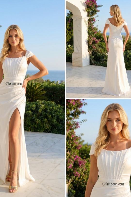 Robes de soirée Femme Blanc C FAIT POUR VOUS 97129 SMALL Efashion Paris