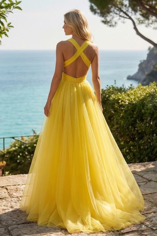 Robes de soirée Femme Jaune C FAIT POUR VOUS 97557 Efashion Paris