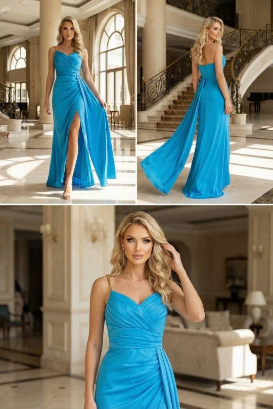 Robes de soirée Femme Turquoise C FAIT POUR VOUS 7055 Efashion Paris