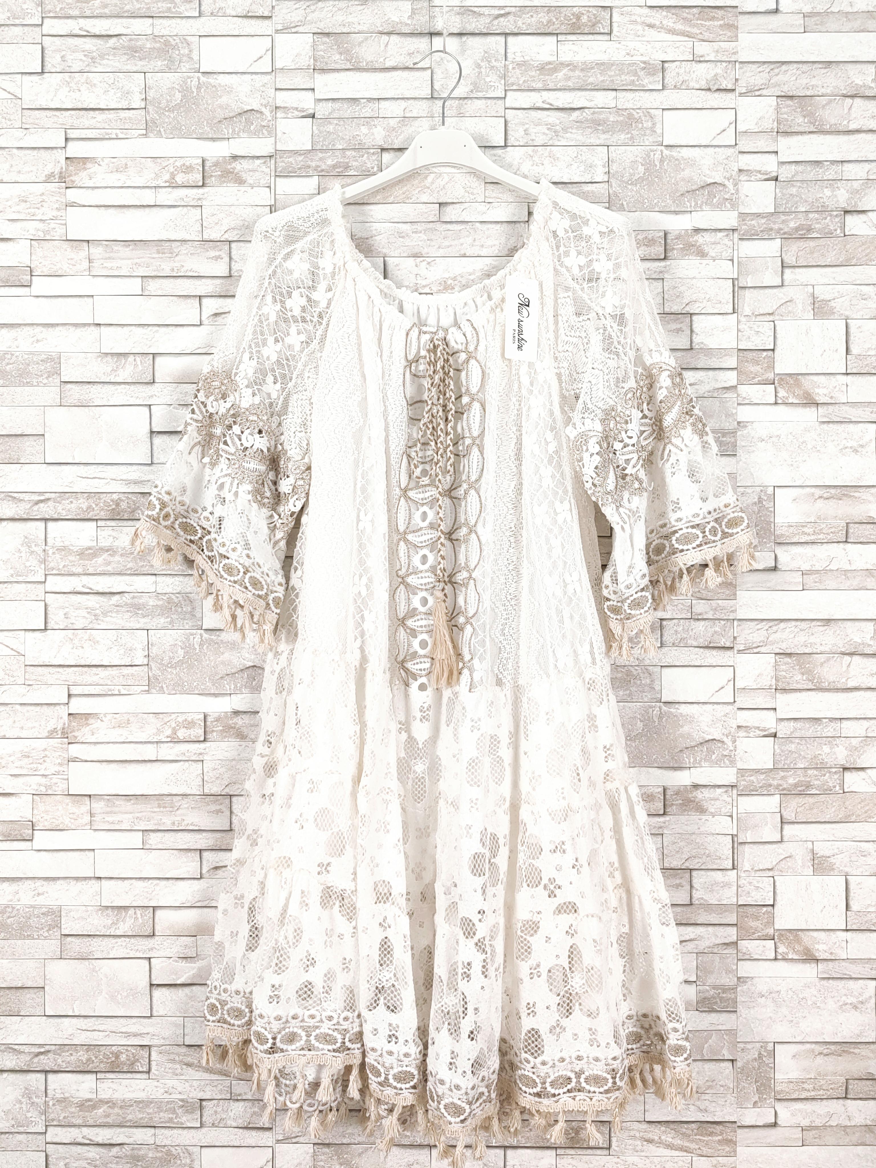 Robes mi-longues Femme Blanc NEW SUNSHINE 5103 #c Efashion Paris
