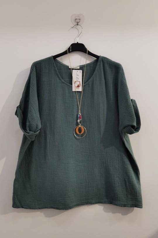Tops Femme Vert canard ROSEMARY COLLECTION TOP650GAZ Efashion Paris