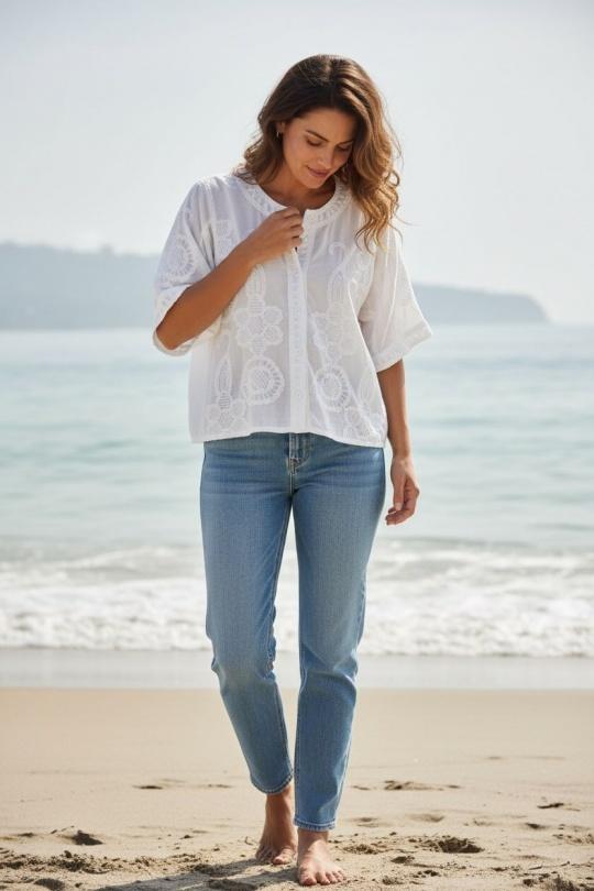 Tops Femme Blanc ROSEMARY COLLECTION SEVERINE950 Efashion Paris