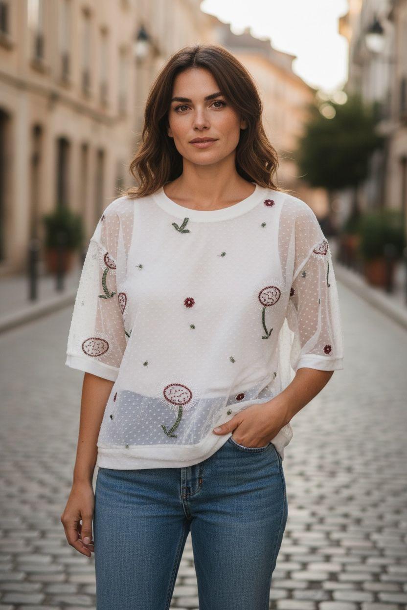 Tops Femme Blanc ROSEMARY COLLECTION VOILE850 #c Efashion Paris