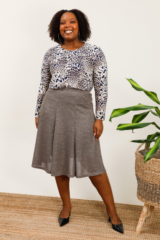 Gonne Donna Taupe VETI STYLE 2411 CHAUDE-2 Efashion Paris