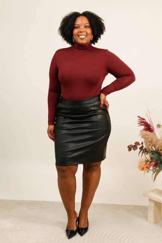 Jupes Femme Noir VETI STYLE 3832 SIMILCUIR  Efashion Paris