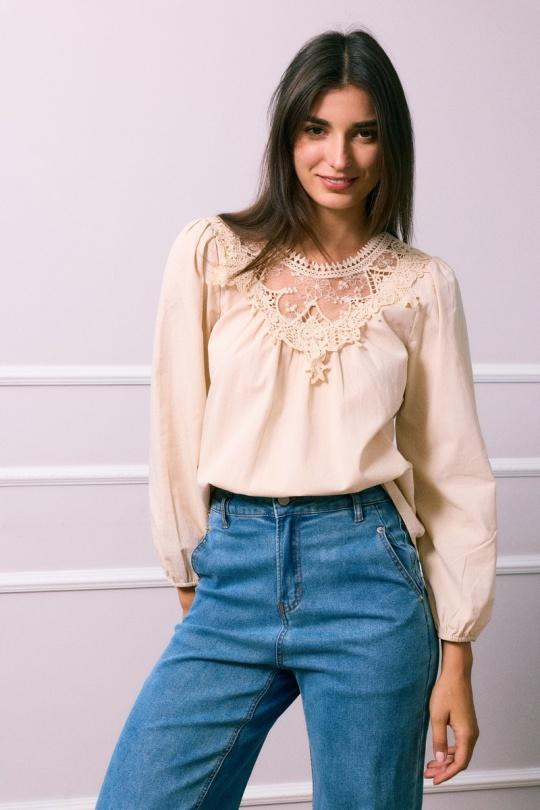 Camicette Donna Beige SO SWEET CH506 Efashion Paris