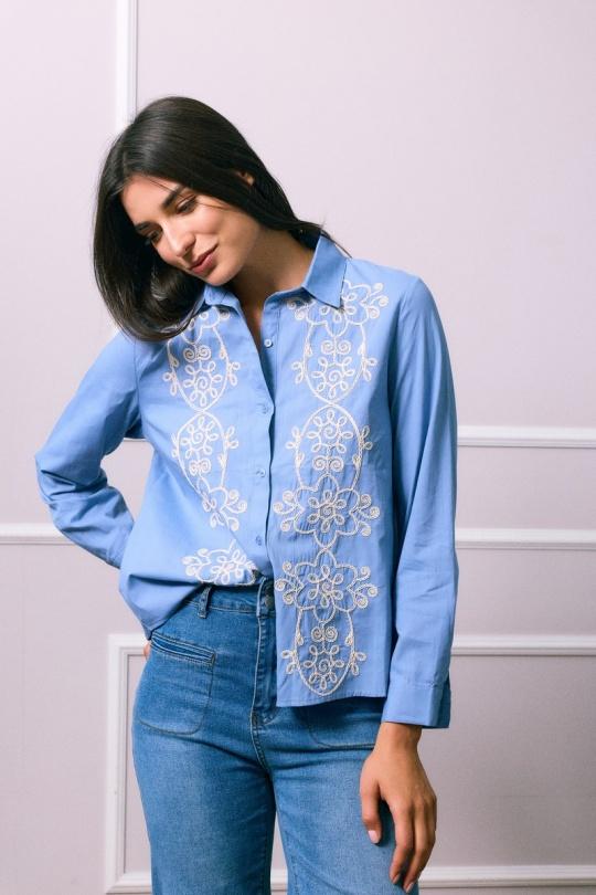 Chemises Femme Bleu SO SWEET CH507 Efashion Paris