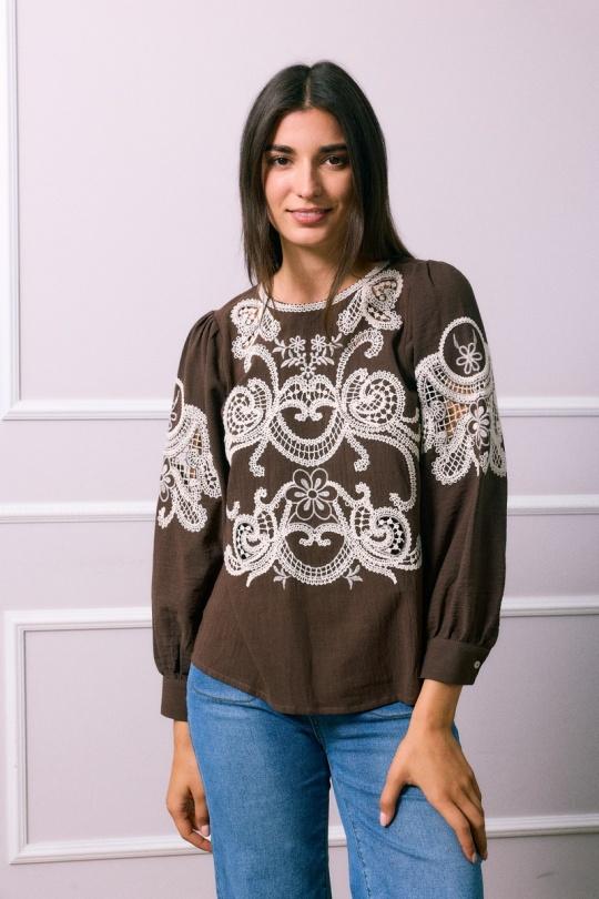Camicette Donna Brown SO SWEET CH521 Efashion Paris