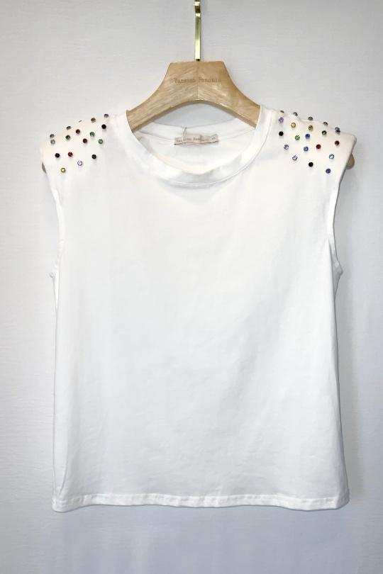 T-shirts Femme Blanc VERSION FEMININ Z6202 Efashion Paris