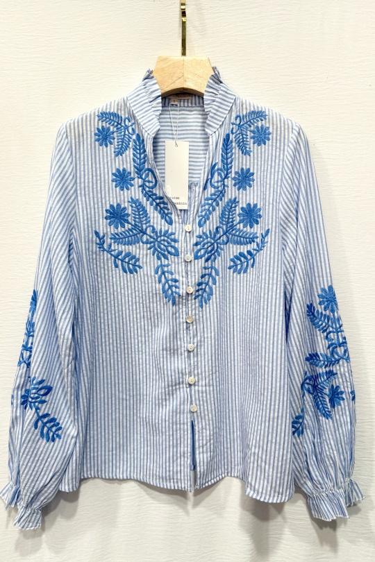 Chemises Femme Bleu clair VERSION FEMININ F029 Efashion Paris