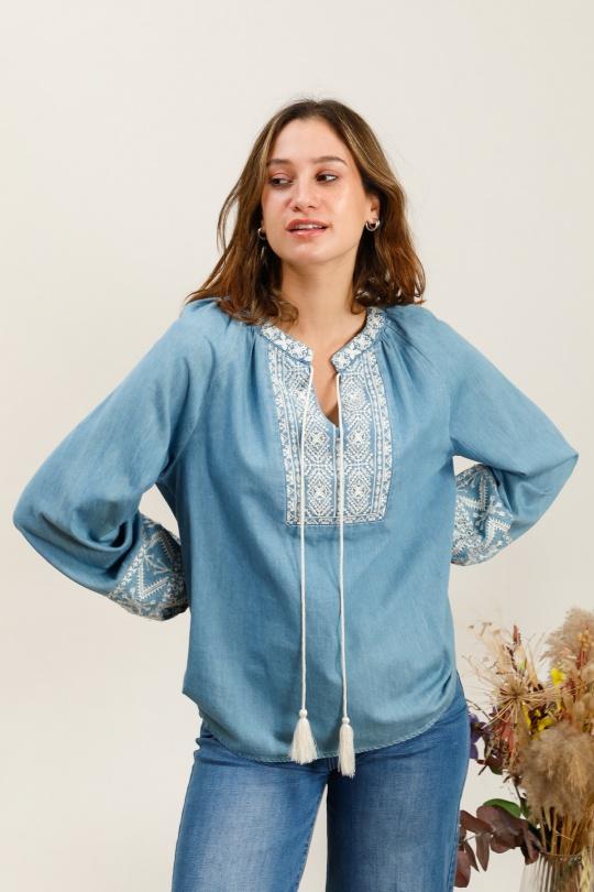 Blouses Femme Bleu jean VERSION FEMININ C006 Efashion Paris