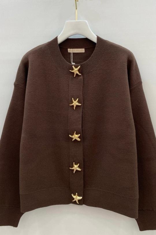Maglioni Donna Brown VERSION FEMININ A2176 Efashion Paris