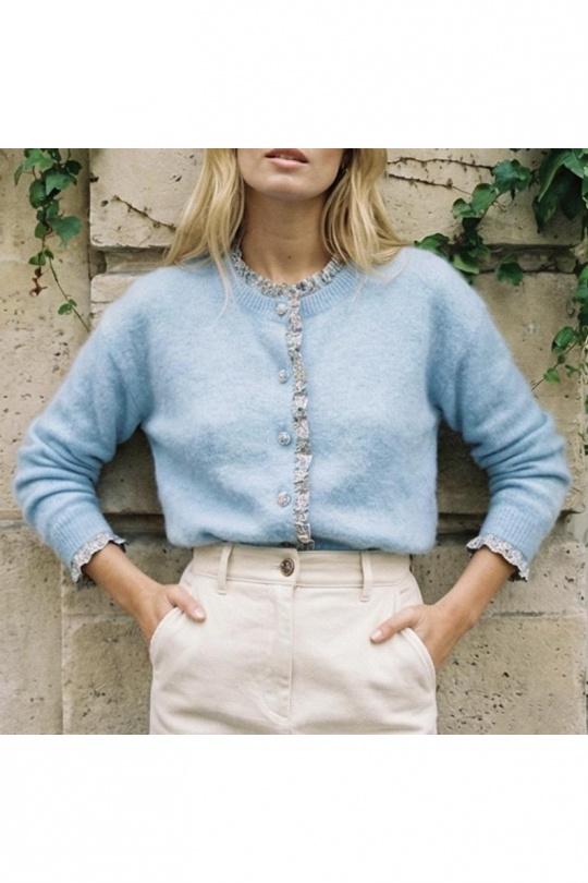 Cárdigans Mujer Sky blue VERSION FEMININ 18411 Efashion Paris