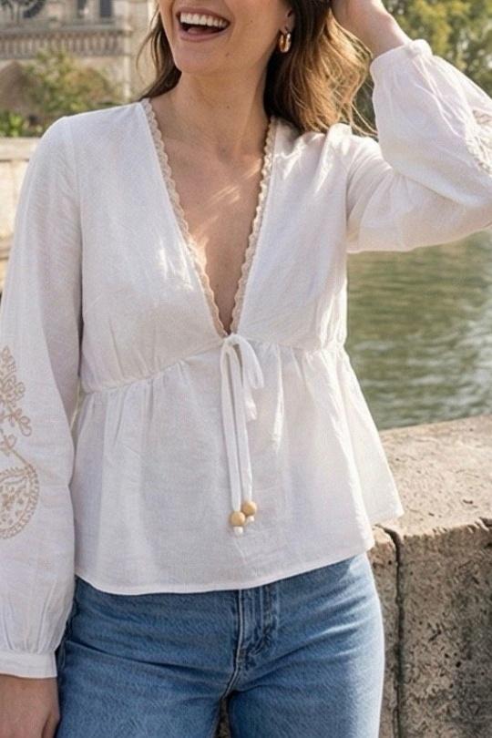 Tops Femme Blanc VERSION FEMININ C013 Efashion Paris