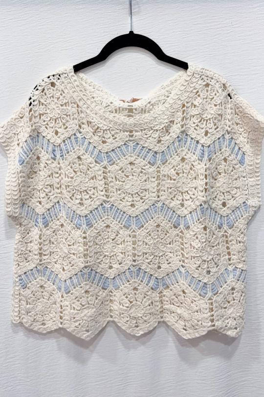 Tops Mujer Beige/Blue VERSION FEMININ 3335 Efashion Paris