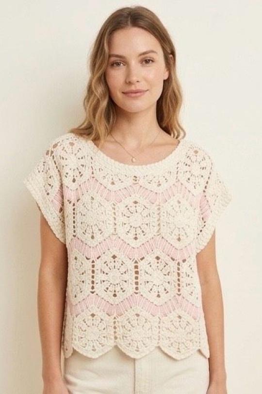 Tops Mujer Beige/Blue VERSION FEMININ 3335 Efashion Paris