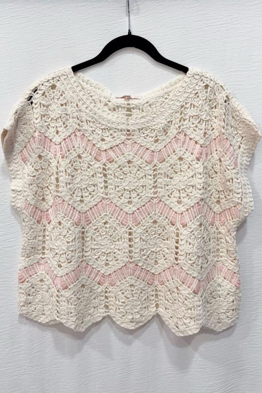 Tops Mujer Beige/Blue VERSION FEMININ 3335 Efashion Paris