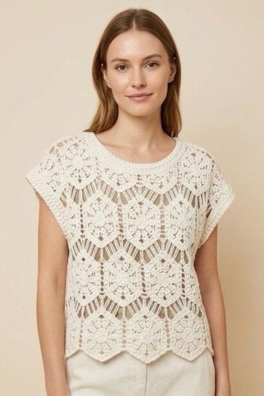 Tops Mujer Beige/Blue VERSION FEMININ 3335 Efashion Paris