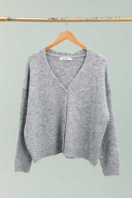 Cardigans Women Grey Ki & Love  QS6017 Efashion Paris