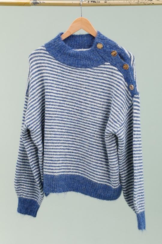 Pulls Femme Bleu marine Ki & Love  AS8001 Efashion Paris