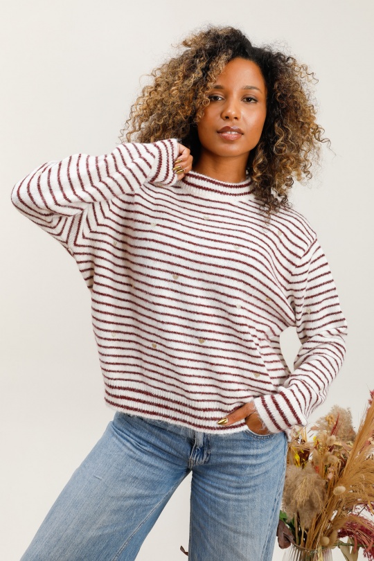 Pulls Femme Bordeaux Ki & Love  AS8008 Efashion Paris