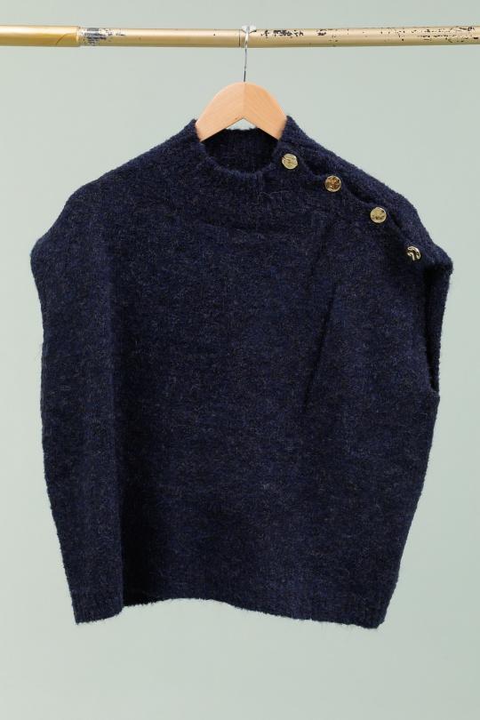 Pulls Femme Bleu marine Ki & Love  AS8010 Efashion Paris