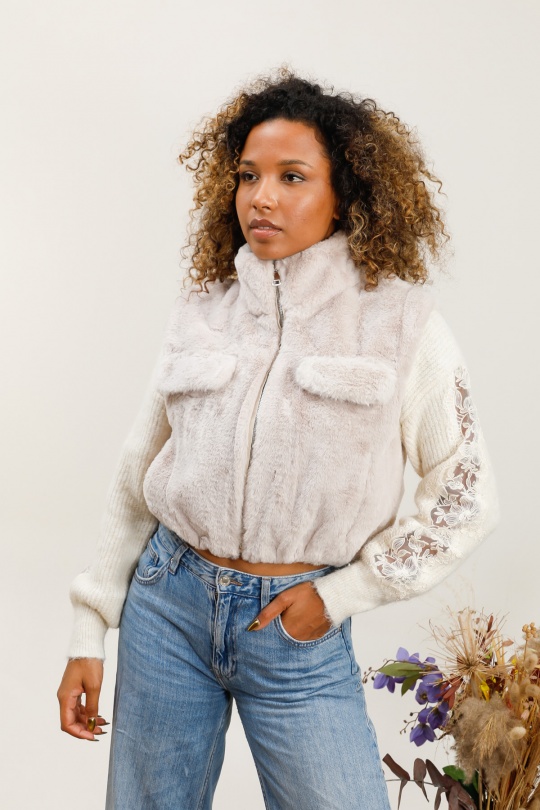 Gilets Femme Beige Ki & Love  F-40791 Efashion Paris
