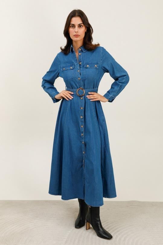 Abiti maxi Donna Jean blue Ki & Love  KL369 Efashion Paris