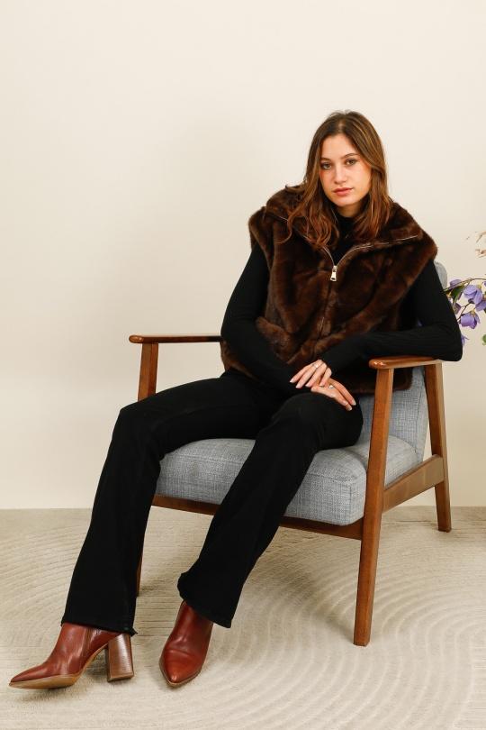 Gilets Femme Marron Ki & Love  CZ39221 Efashion Paris