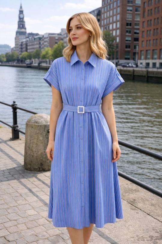 Robes mi-longues Femme Bleu clair Ki & Love  KL379 Efashion Paris