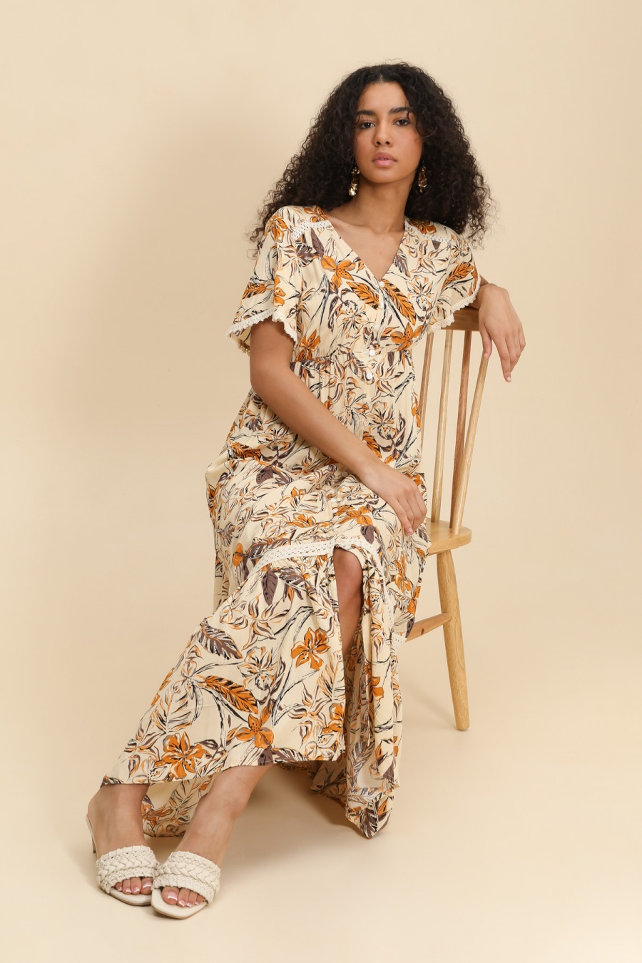 Abiti maxi Donna Orange Ki & Love  KL352 #c Efashion Paris