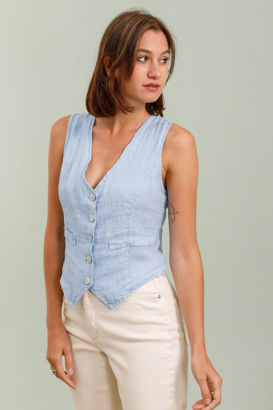 Gilets Femme Bleu clair Ki & Love  GL00369 #c Efashion Paris