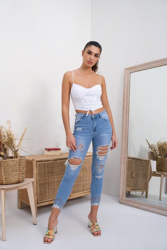 Vaqueros Mujer F3663 BLEU CLAIR FASHION CLOSET Efashion Paris en eFashion
