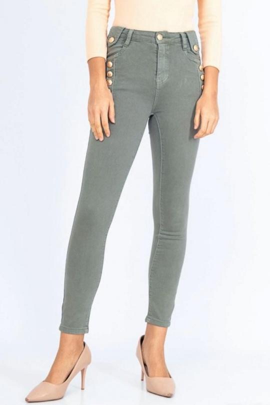 Jeans Femme Kaki FASHION CLOSET D2619 Efashion Paris