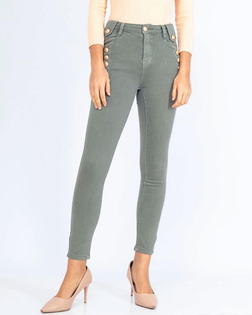 Jeans Femme Kaki FASHION CLOSET D2619 #c Efashion Paris