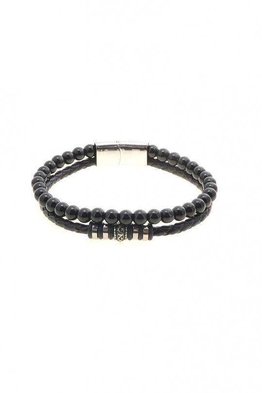 Bracelets Accessoires Noir LILY CONTI H3106B-BRACELET HOMME-ACIER INOXYDABLE-PIERRES Efashion Paris