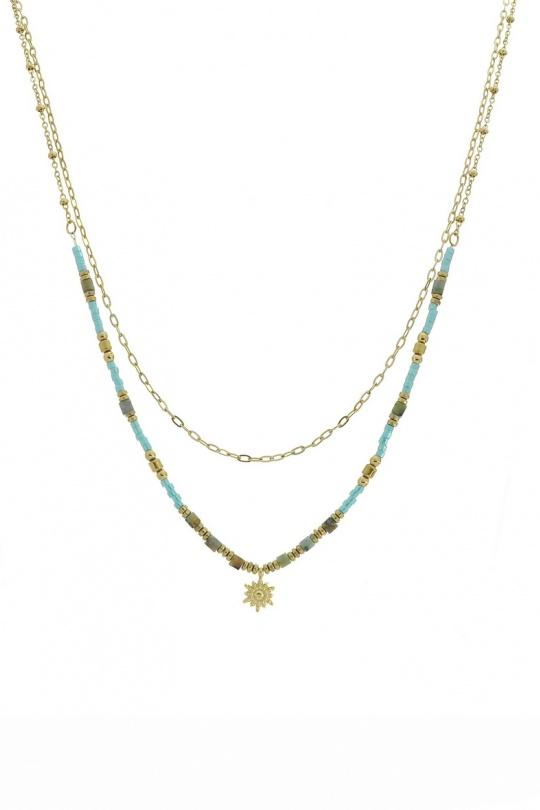 Collares Complementos Green LILY CONTI A0550N-COLLIER-ACIER INOXYDABLE-PIERRES NATURELLES Efashion Paris