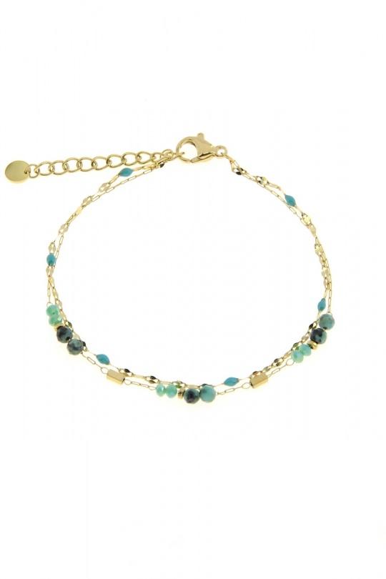 Pulseras Complementos Green LILY CONTI A0667B-BRACELET 2 RANGS EN ACIER INOXYDABLE Efashion Paris